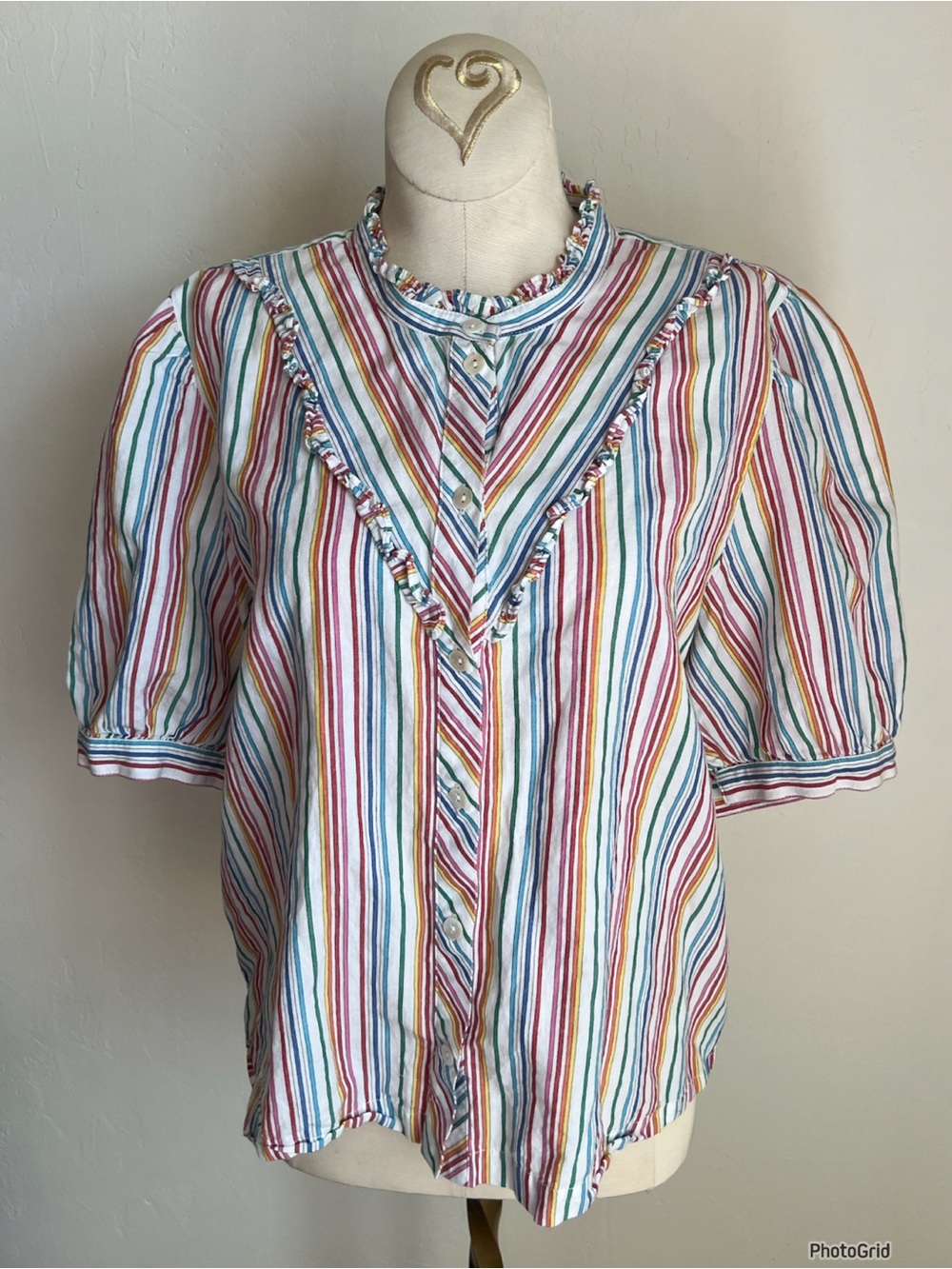 Warm Rainbow Stripe Short Sleeve Top Size 3 / Large